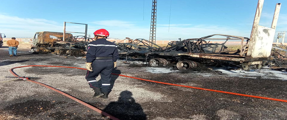 تفحم شاحنة لنقل غاز البوتان بأم البواقي